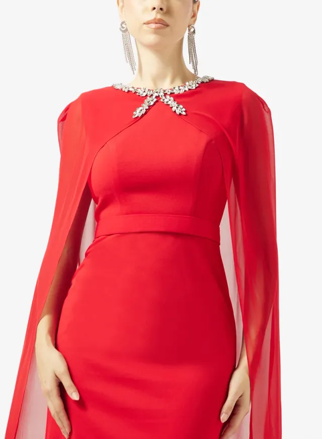 CRYSTAL NECK FLUTE SLEEVE CREPE – image 3