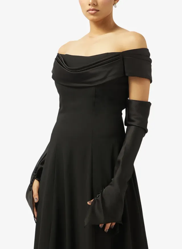 A-LINE FREE SLEEVES CREPE DRESS – image 3
