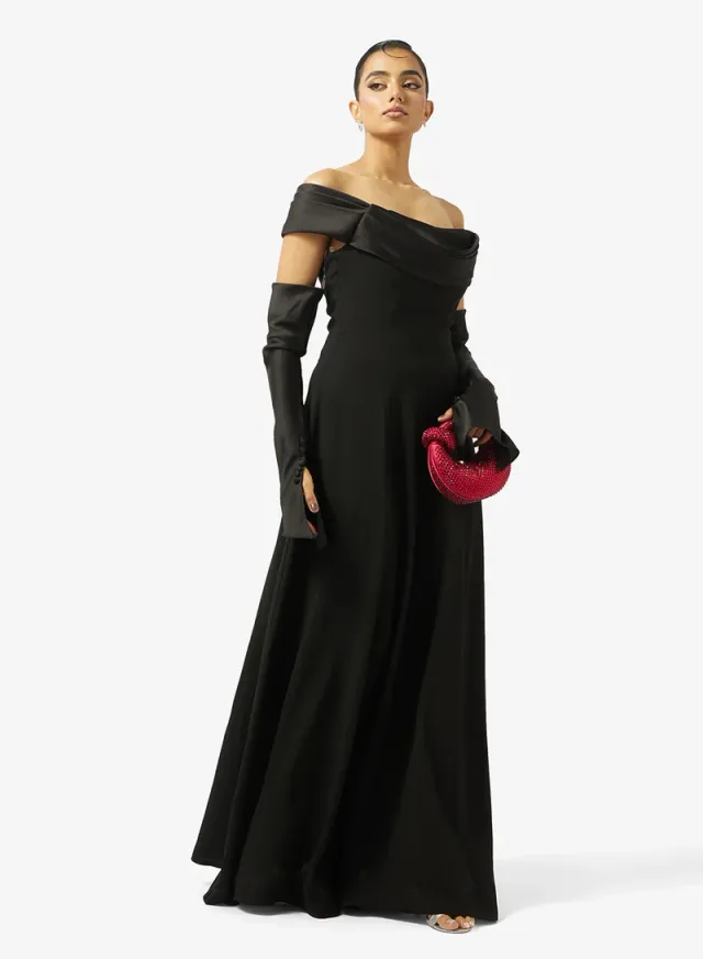 A-LINE FREE SLEEVES CREPE DRESS – image 5