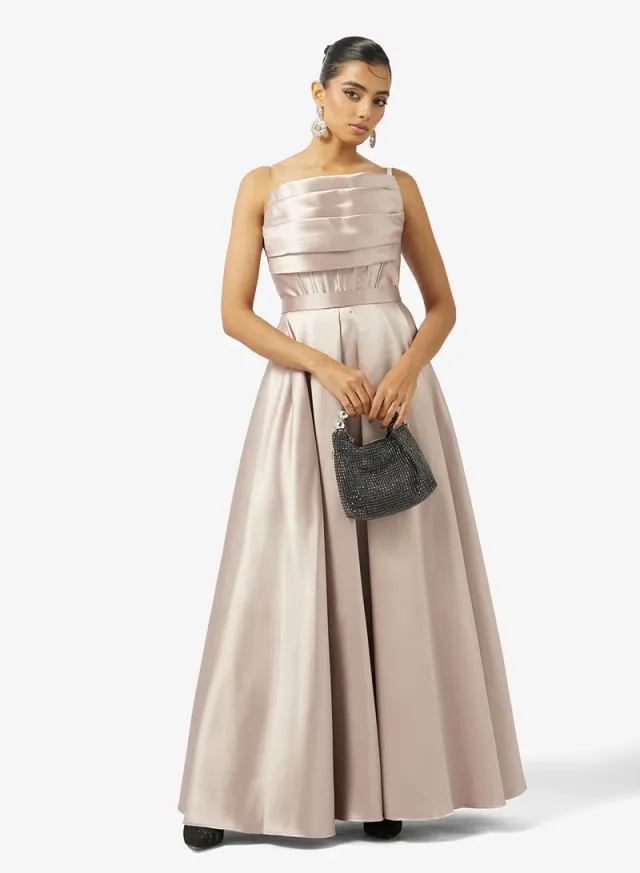 COLD SHOULDER PLEATED BUST TAFFETA DRESS – image 4