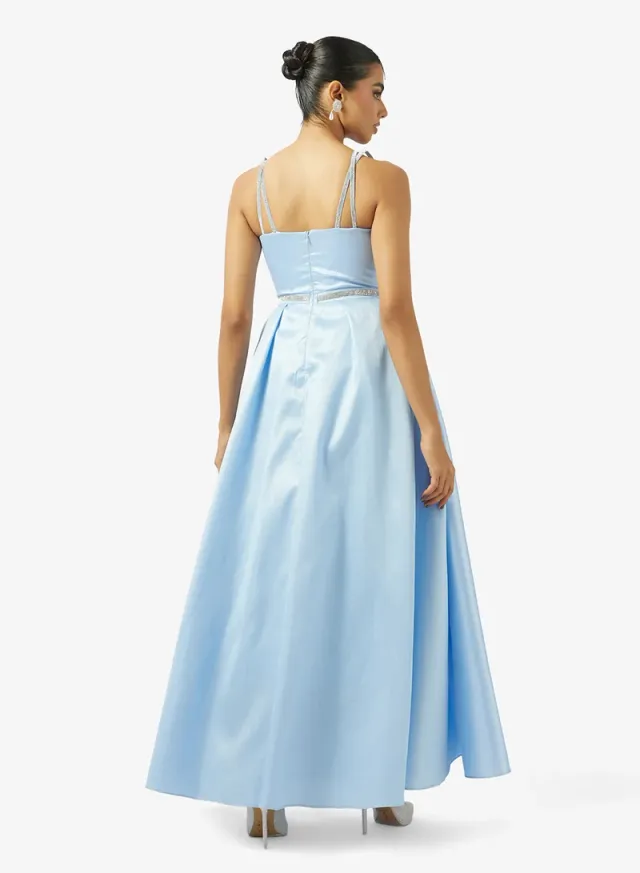 V-DRAPED BUST LACED TAFFETA DRESS ED – image 2