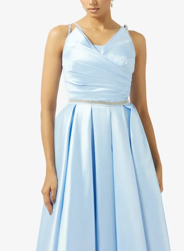 V-DRAPED BUST LACED TAFFETA DRESS ED – image 3