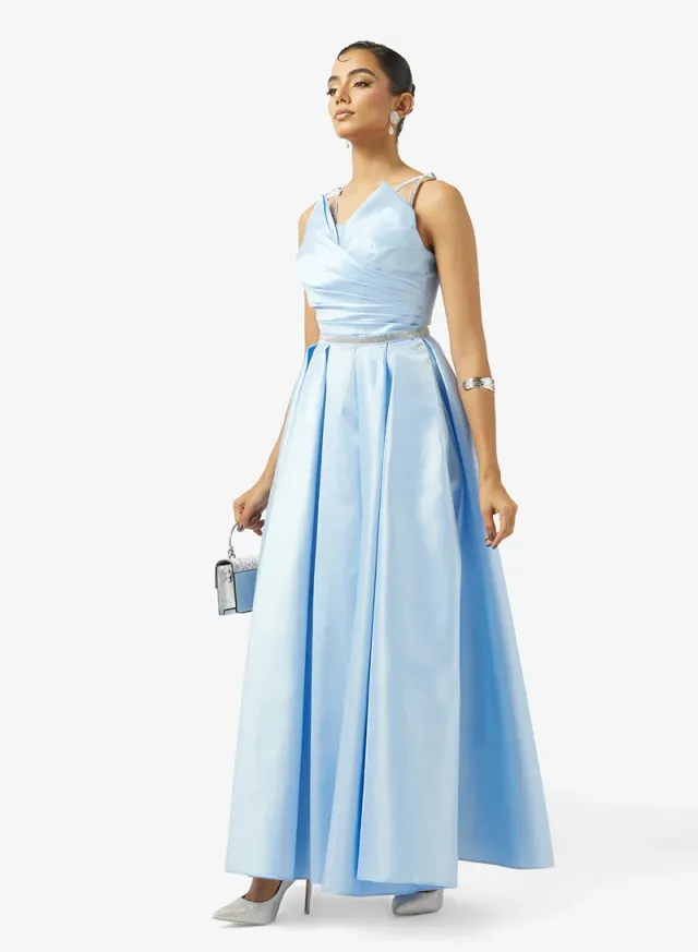 V-DRAPED BUST LACED TAFFETA DRESS ED – image 4