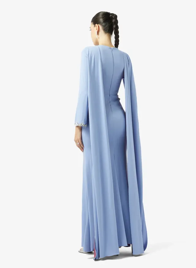 ROUND NECK SHOULDER TAIL CREPE DRESS – image 2