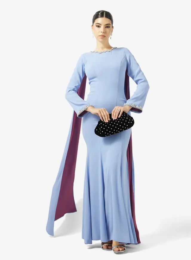 ROUND NECK SHOULDER TAIL CREPE DRESS – image 4