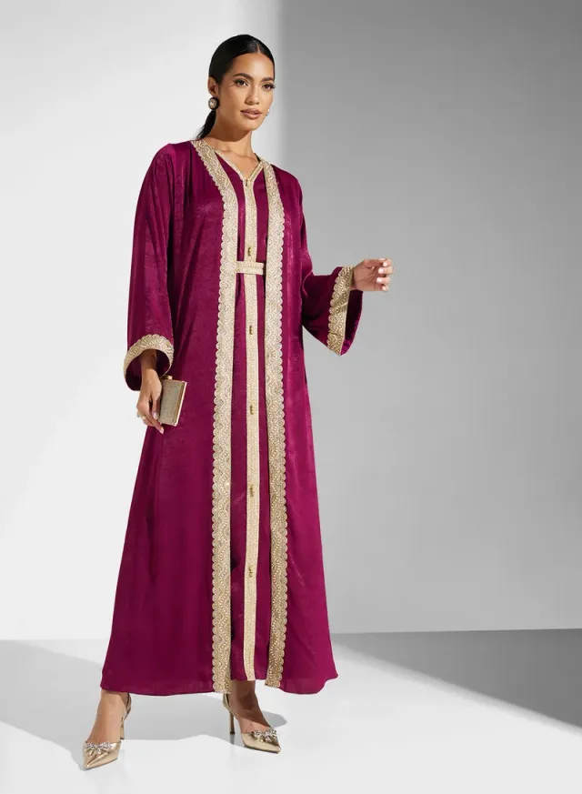 GOLDEN LACE 2 PCS CREPE KAFTAN