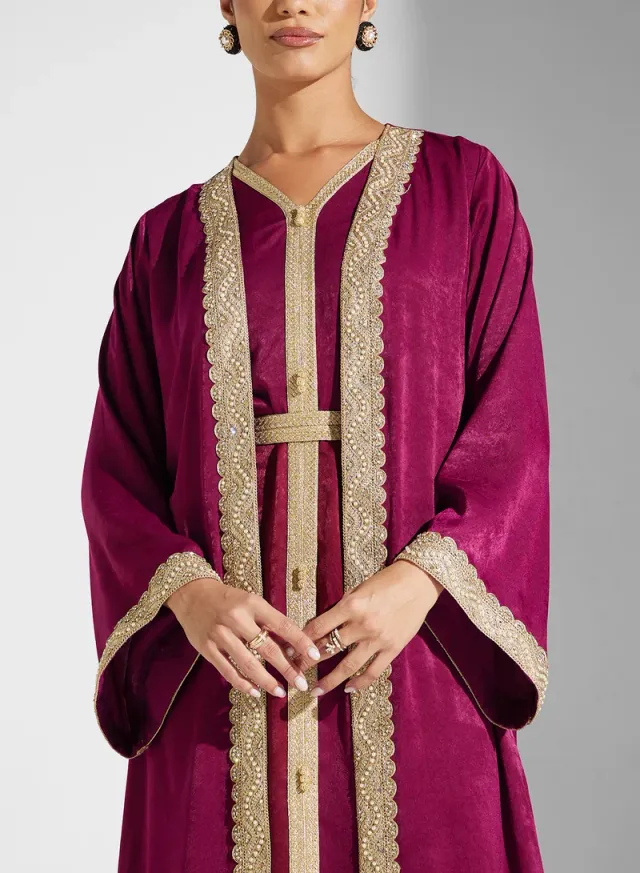 GOLDEN LACE 2 PCS CREPE KAFTAN – image 3