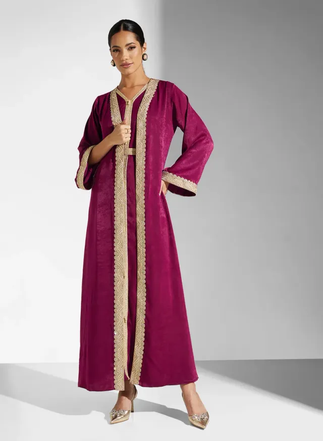 GOLDEN LACE 2 PCS CREPE KAFTAN – image 5