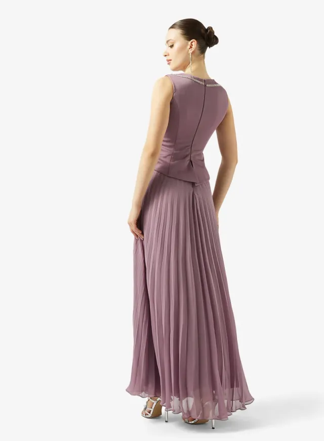 CRYSTAL DETAIL PLISSE CHIFFON DRESS – image 2