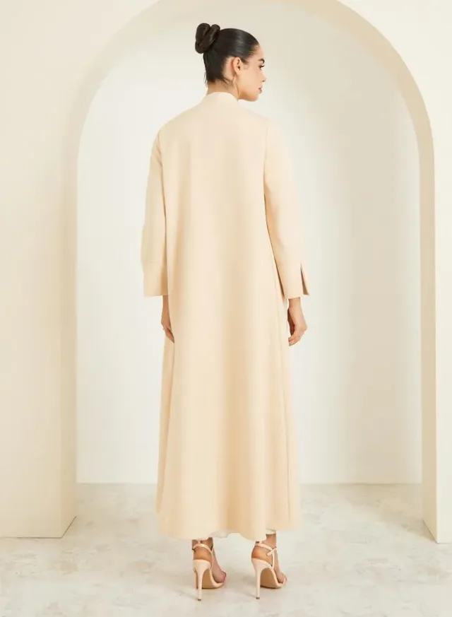 Women Beige Textured Abaya – image 4