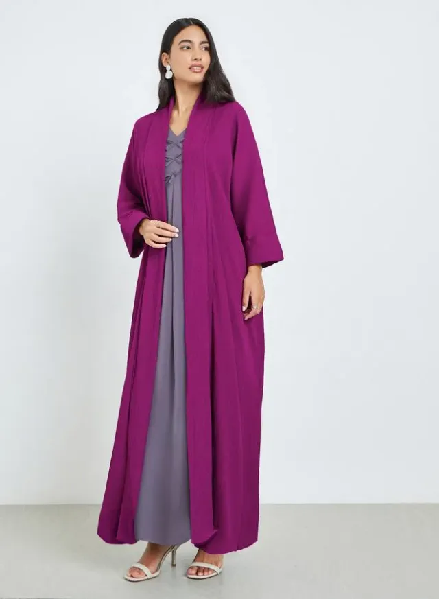 Women Beige Textured Abaya – image 3