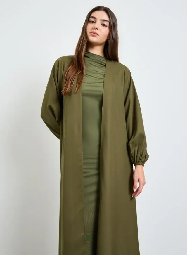 Linen Abaya with wide sleeve cuff – image 2