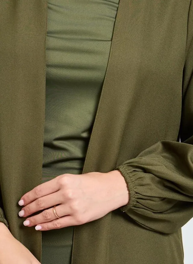 Linen Abaya with wide sleeve cuff – image 4