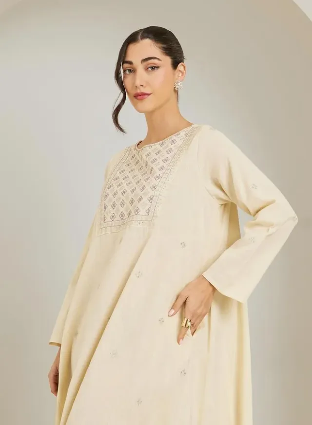 Black Studded Front Panel Jalabiya