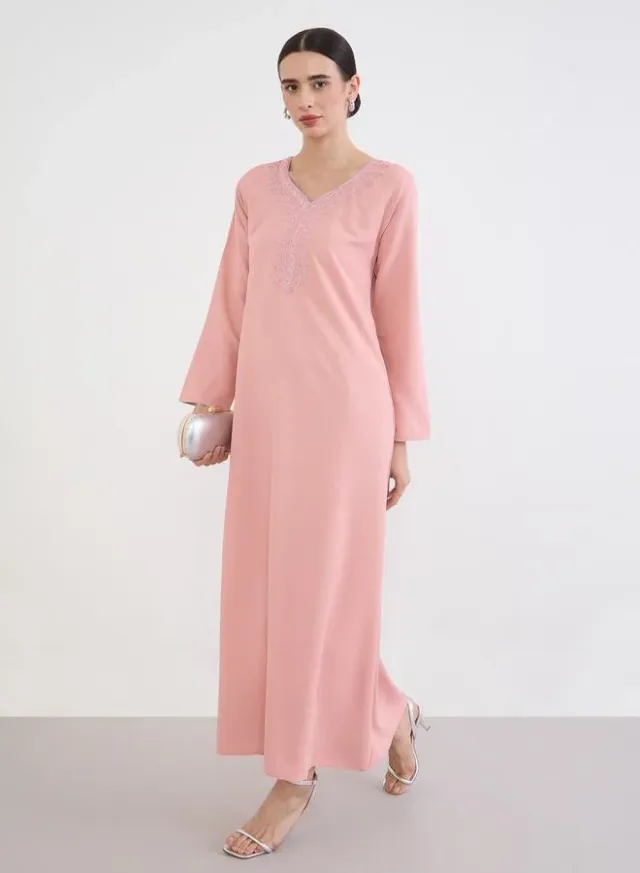 Black Maxi Jalabiya with Foil Print