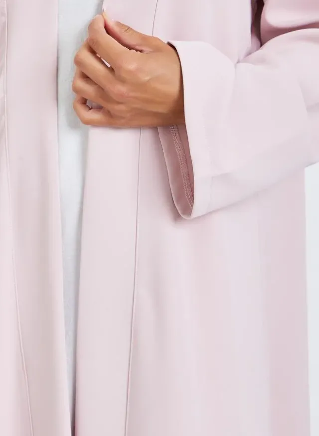 Black Solid Front Open Abaya – image 4