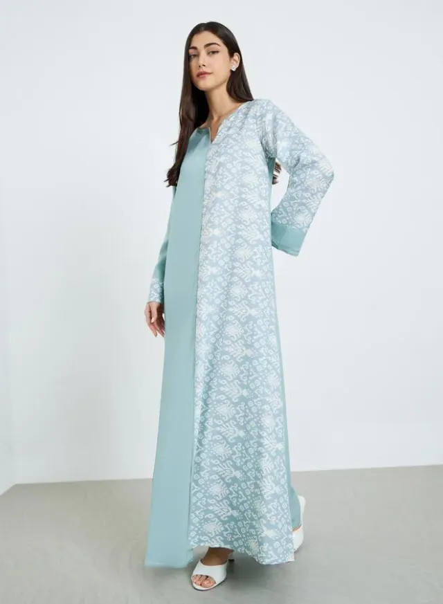 Black Notch Neck Jalabiya with Embroidered Cuffs – image 5