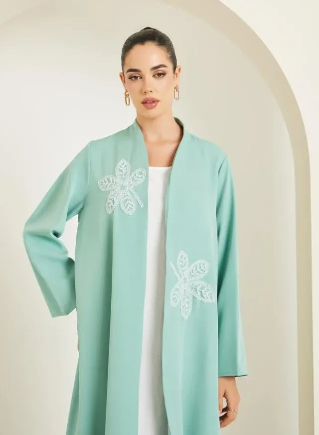 Black Solid Front Open Abaya – image 2