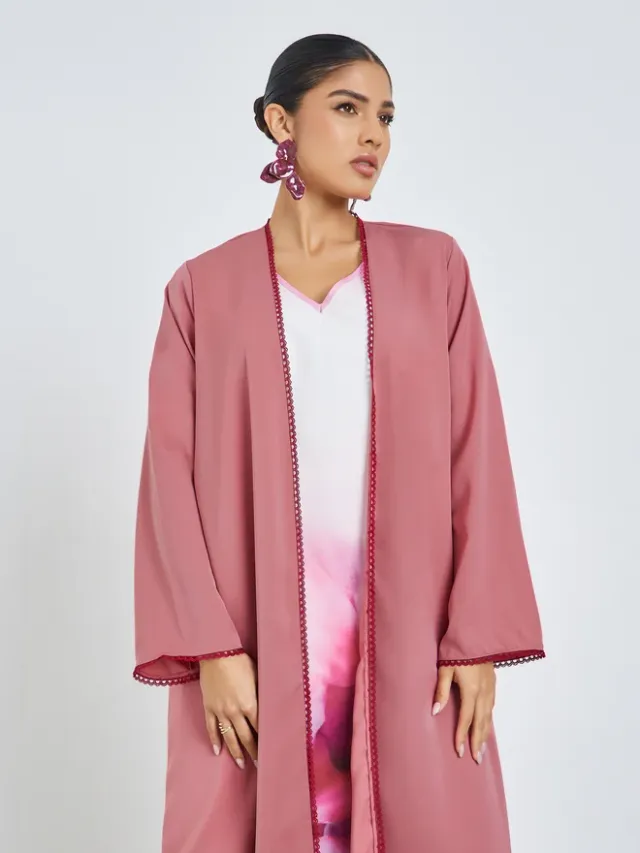 Black Solid Front Open Abaya – image 2