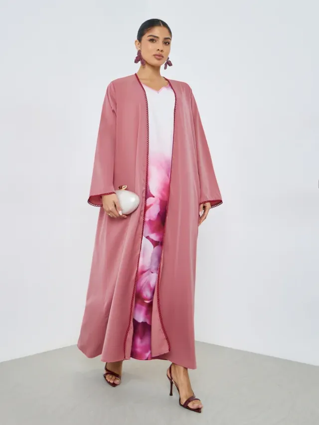 Black Solid Front Open Abaya – image 3