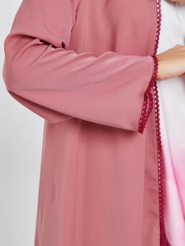 Black Solid Front Open Abaya – image 4