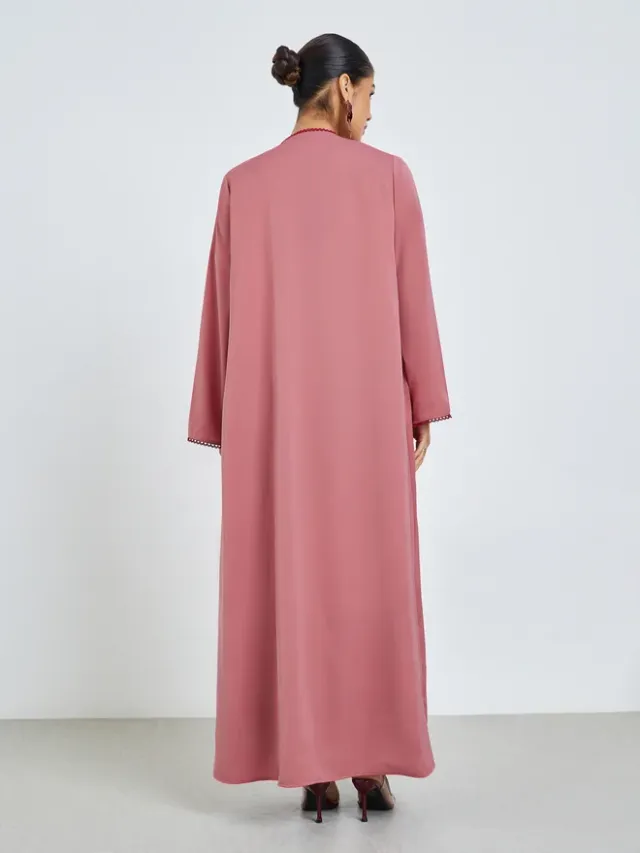 Black Solid Front Open Abaya – image 5