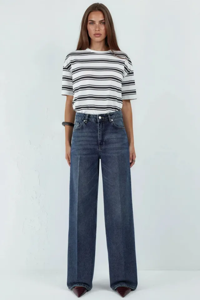 Wide Leg Raw Denim Jeans – صورة 7