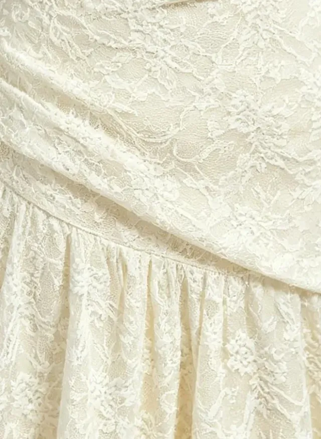 Cream Off-Shoulder Lace Ruched Waist Maxi Dress – image 4