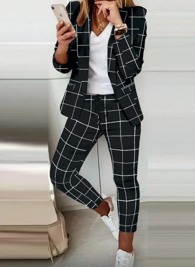 Black Grid Check Blazer