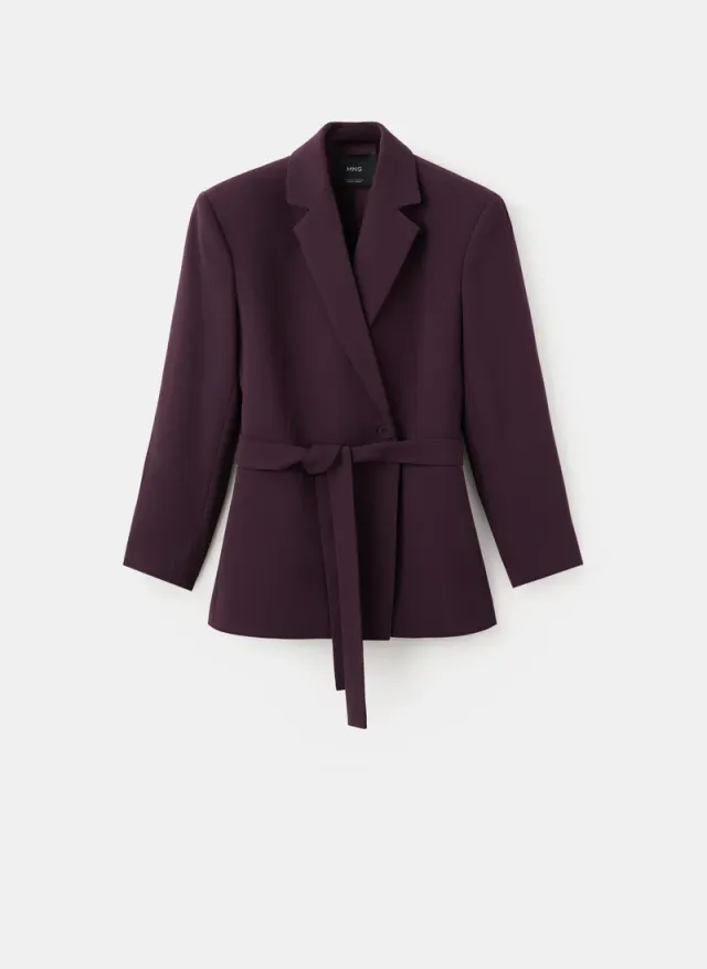 Double-Breasted Belted Suit Blazer – صورة 5