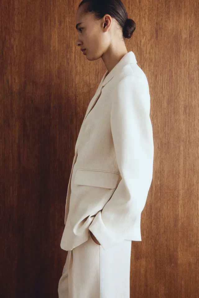 Single-breasted twill blazer – image 3