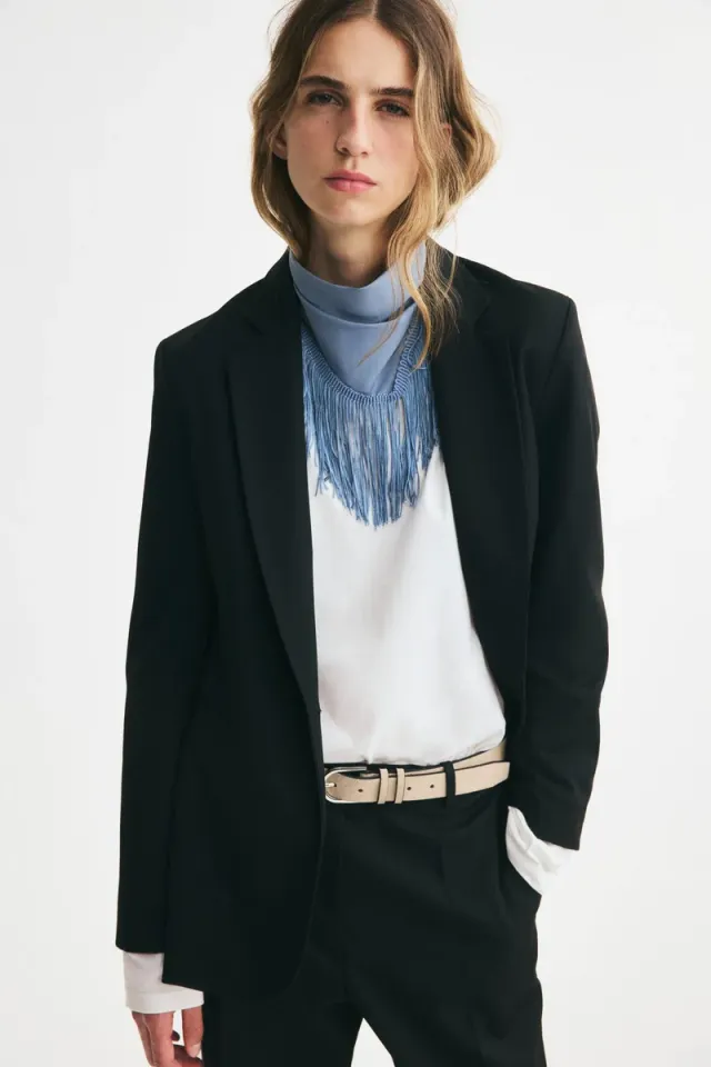 Single-breasted twill blazer