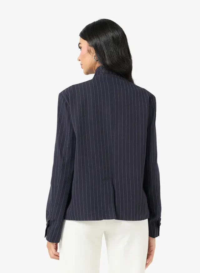 High Collar Stripe Blazer – image 2