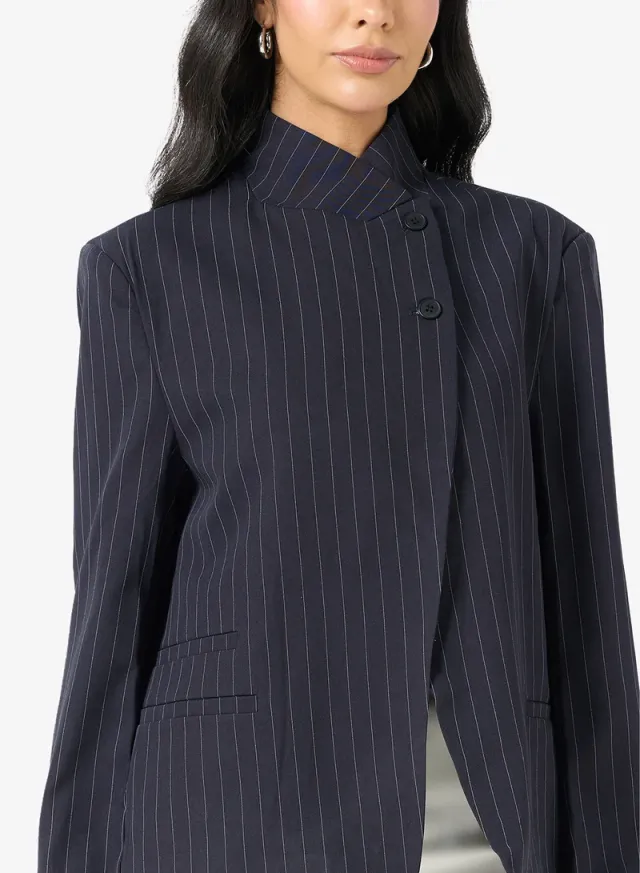High Collar Stripe Blazer – image 3