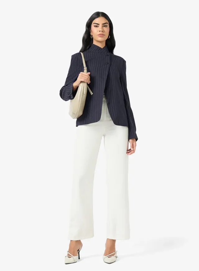 High Collar Stripe Blazer – image 4
