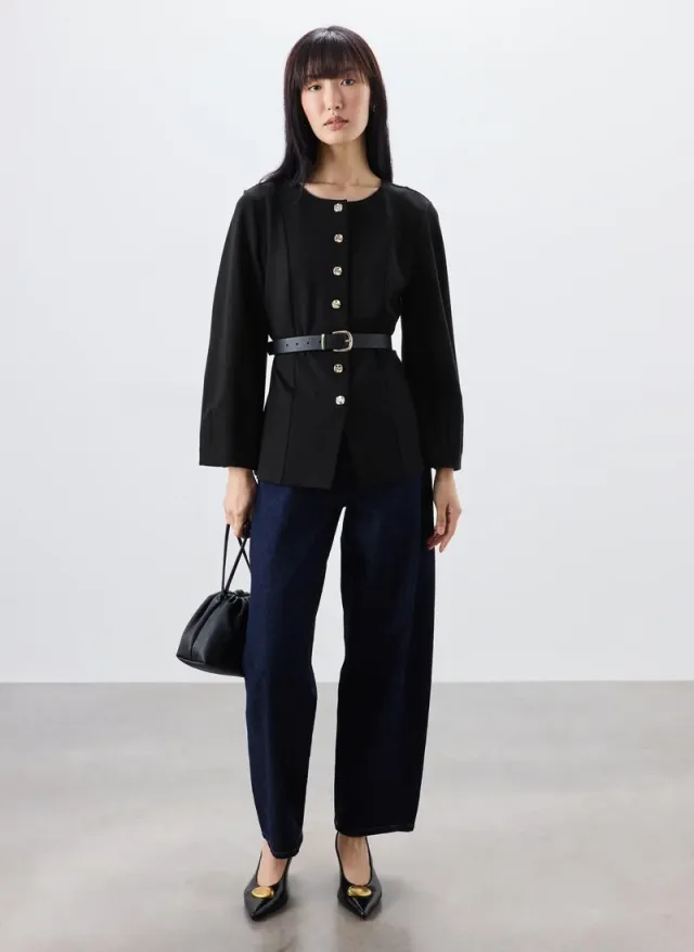 Black Fit & Flare Co Ord Jacket – image 2