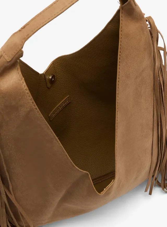 Faux Suede Slouchy Fringe Tote Bag – image 4