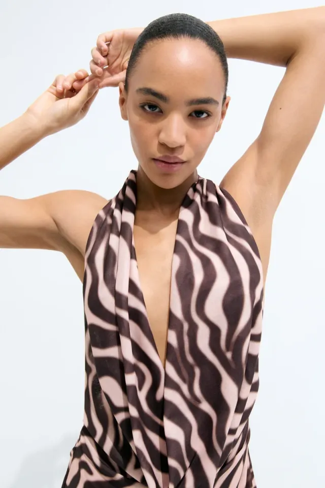 Printed halterneck dress – image 2