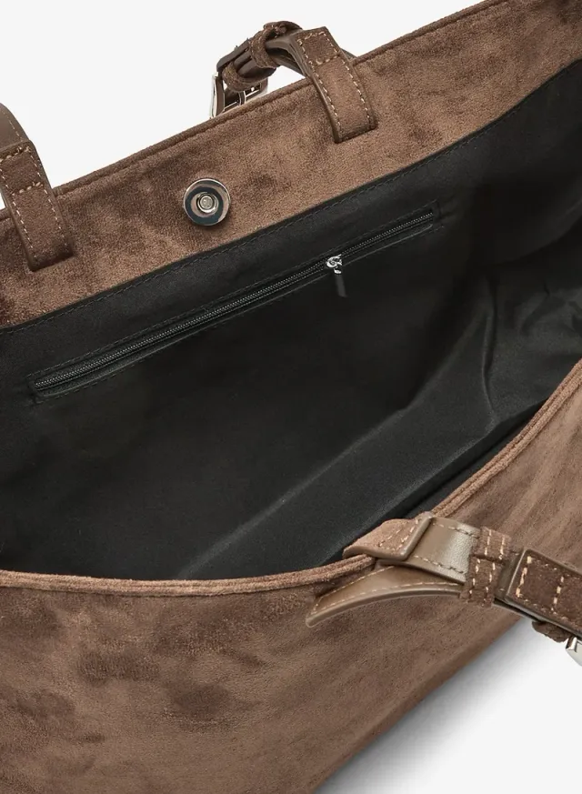 Suede East-To-West Tote Bag With Buckle – image 5