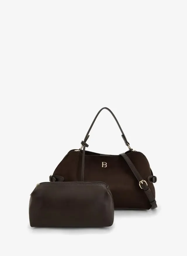 Buckle Accent Tote Bag With Pouch