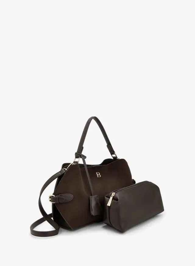 Buckle Accent Tote Bag With Pouch – صورة 2