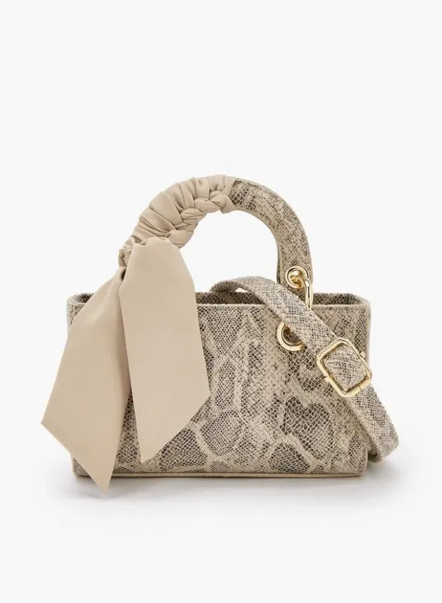 Animal Print Crossbody Bag With Scarf Accent