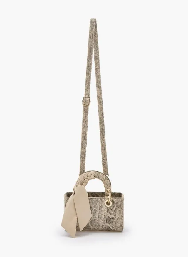 Animal Print Crossbody Bag With Scarf Accent – image 2