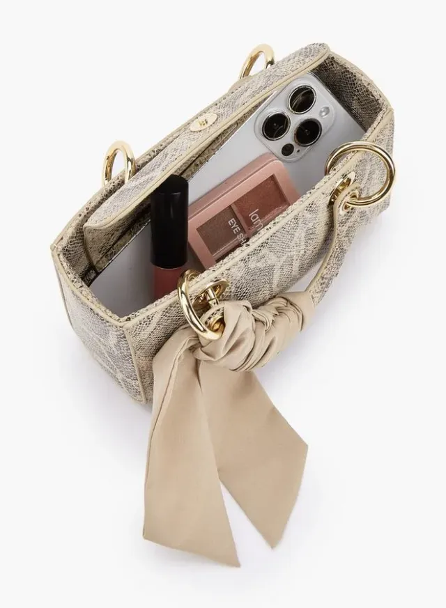 Animal Print Crossbody Bag With Scarf Accent – image 7