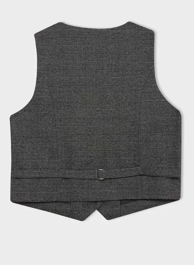 V-Neck Plaid Buttoned Blazer Vest – image 2