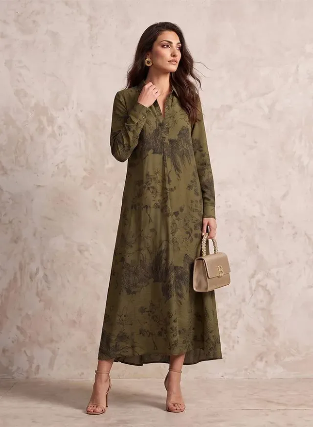 Iconic Floral Print Trapeze Maxi Dress