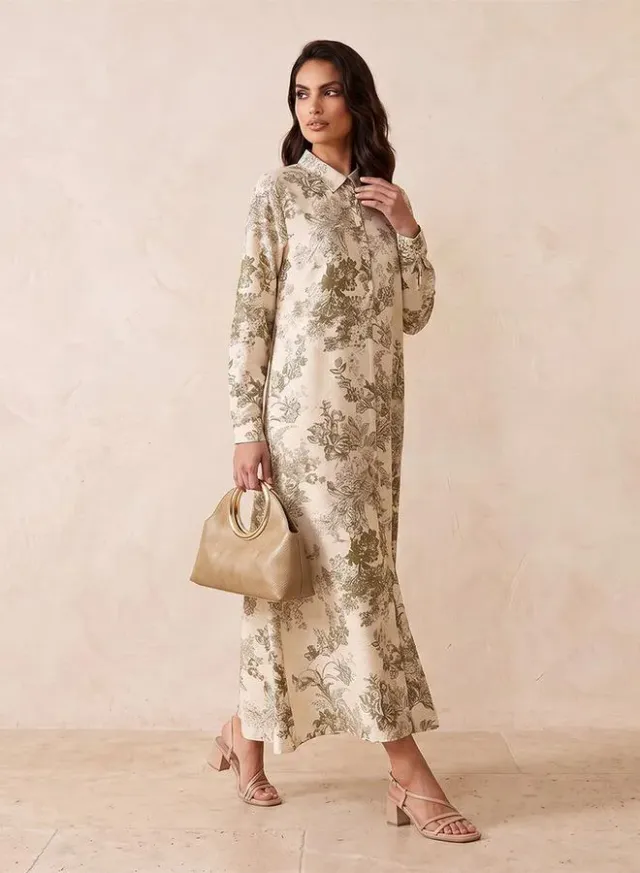 Iconic Floral Print Trapeze Maxi Dress