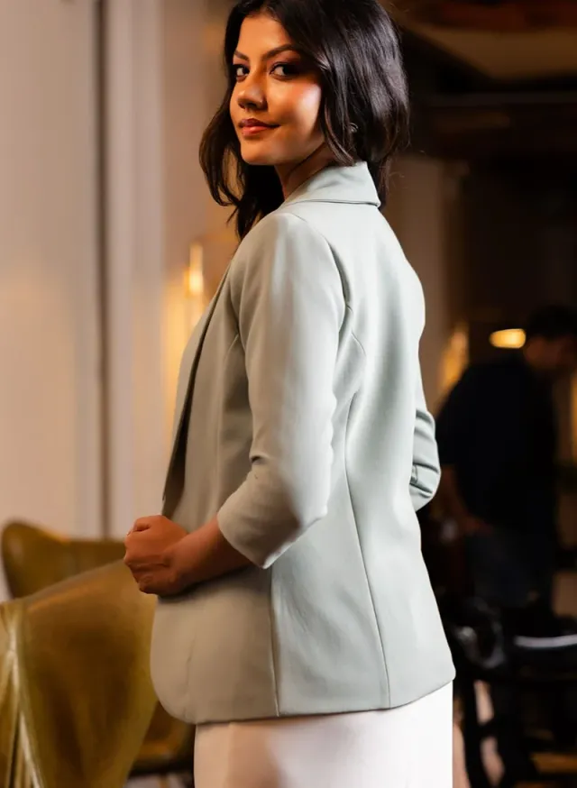 Basic Lapel Collared Blazer - Pastel Green – image 2