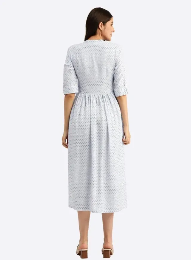 Polka Dots Printed Fit and Flare Midi Dress – image 4