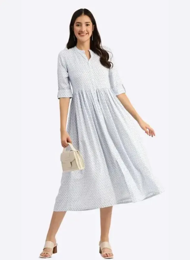 Polka Dots Printed Fit and Flare Midi Dress – image 6